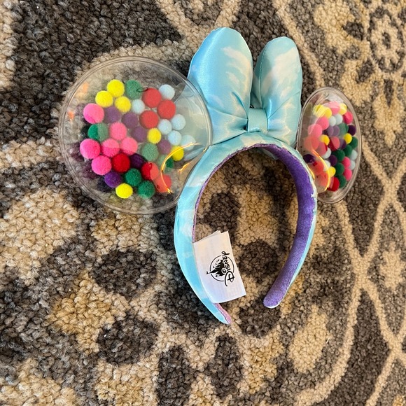 Disney Pixar Up Minnie Mouse Ears Headband Blue Cloud Grape Soda Pom Pom House - Picture 6 of 6